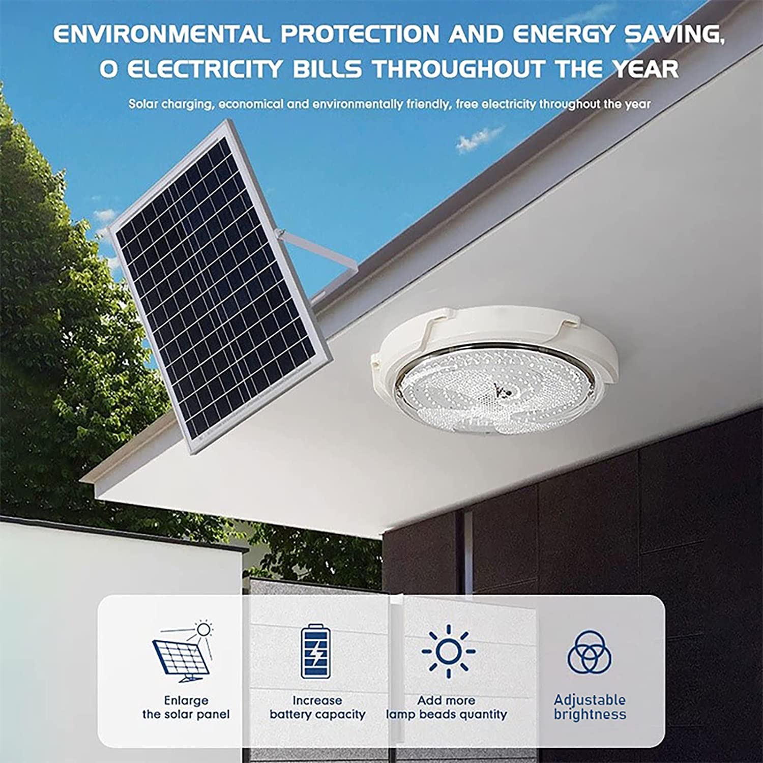Lampe Solaire Pour Abri De Jardin - Étanche, Avec Détecteur De Mouvement - LED 8W, Autonomie 6-12h